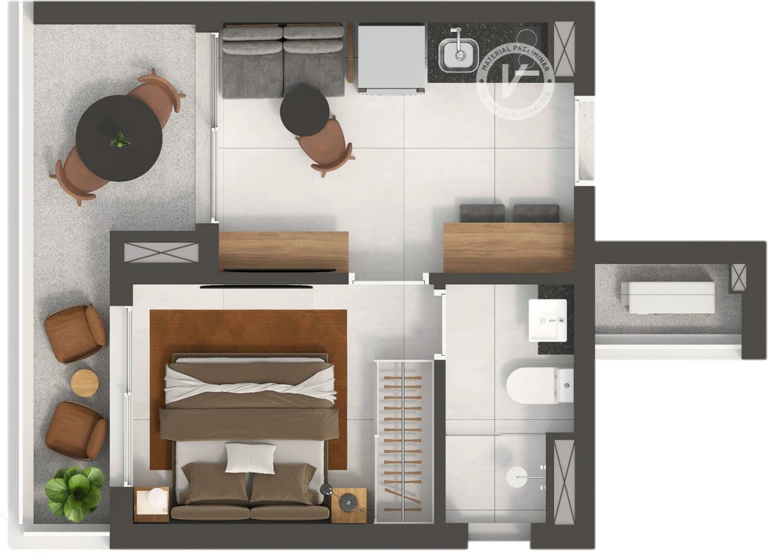 Floor plan 1 Bedroom — 32.27 sqm